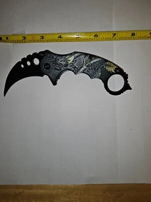 KN46 Elite Edge Yellow Dragon Karambit Blade Assisted Opening Pocket Knife - Image 1 of 3