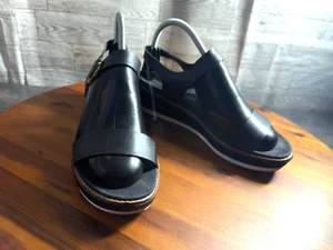 Cole Haan Grand 360 Sandals Women 8B Shoes Black Leather Wedge Platform Strap - Picture 1 of 19