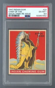 1947 Goudey Indian Gum #22 Chief of the Sioux Tribe PSA 6.5 EX-MT+ #103957552 - Picture 1 of 2