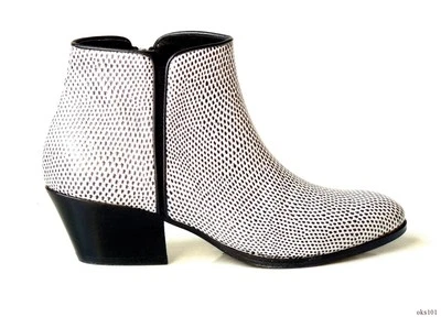 Giuseppe ZANOTTI black white textured leather zipper Daddy ANKLE BOOTS new $950  - Image 1 of 4