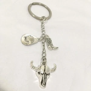 Handcrafted Silver Tone  Cowboy Keyring-Handmade Gifts - Picture 1 of 2