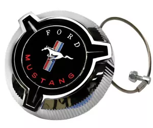 1967 Mustang Fuel Gas Cap Twist Off Chrome Plated w/ Cable Dynacorn - T80 - Picture 1 of 5