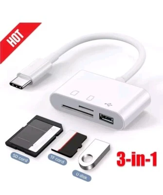 USB C To USB SD/Micro SD Card reader  Keyboard U-Disk USB Mouse New Unboxed UK - Image 1 of 4