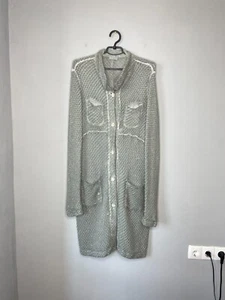 Transit Par Such Damen grau Leinen/Baumwolle Strick lange Knopfleiste Cardigan Größe 3 - Bild 1 von 23