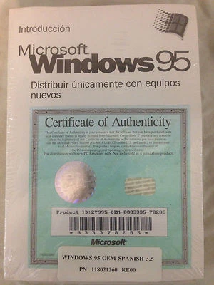 New Spanish Microsoft Windows 95 Full Operating System 3.5" Diskettes and Manual - Image 1 of 3