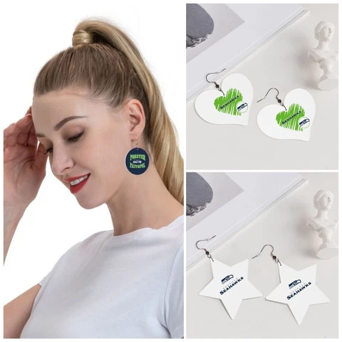 Forever Faithful Seattle Seahawks Women's Lightweight Leather Earrings PVC Cover