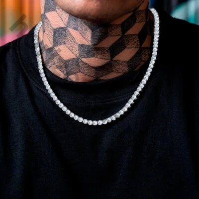 50Ct Round Cut Lab Created Diamond Tennis Women's Necklace 14K White Gold Plated - Image 1 of 4