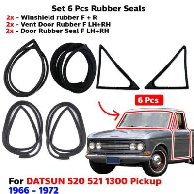 Windscreen Door Seal Vent Rubber Fits Datsun 520 521 Pickup 1966-72 Set 6 New Foto 1 de 4