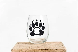 Custom Bear Paw Monogram Initials Personalized Vinly Decal U Pick SIZE + COLOR - Picture 1 of 3