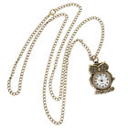 Vintage Owl Pocket Watch Necklace with Chain Fob for Men Women Quartz Mini Watch