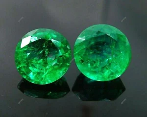 Par Corte Redondo 15 Ct Natural CERTIFICADO Verde Esmeralda Colombiana Piedras Preciosas Sueltas - Imagen 1 de 12