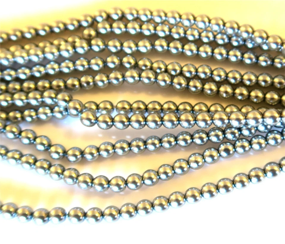 Silver Colour 4mm Round Czech Glass Pearl Polished Beads x 25 - Image 1 of 1