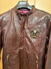 Schott Classic Racer Jacket Blouson Men Size L Sheepskin Leather Brown Logo