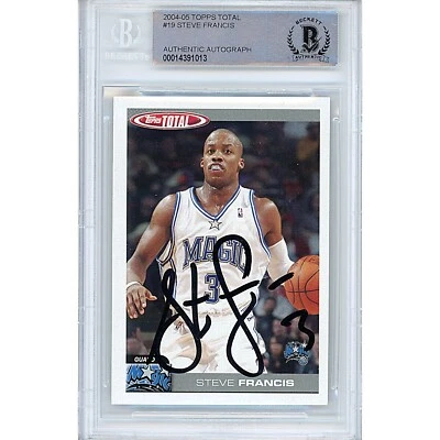 Steve Francis Signed 2004-05 Topps Total #19 Magic Card Beckett BAS Slabbed NBA - Image 1 of 4