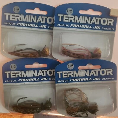 4 NEW Terminator Football Jig. 1/2 OZ. 4  asst colors FREE SHIPPING Lot 1 - Image 1 of 4