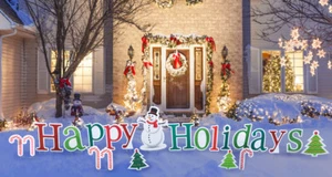 Happy Holidays Yard Sign Decoration Holiday Christmas Outdoor XMAS Lawn Outside - Picture 1 of 1