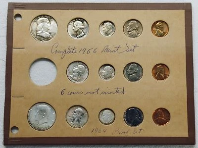 Complete 1956 US Mint Set & 1964 US Proof Set in Wayte Raymond Board  28826 - Image 1 of 4