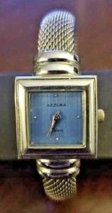 Reloj de cuarzo para mujer Azzura esfera cuadrada cara azul puño de malla plateada movimiento Japón - Imagen 1 de 6