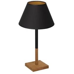 Lámpara de Mesa Tela Madera Negro Natural Oro 56 CM Dormitorio Mesa de Noche Luz - Imagen 1 de 1