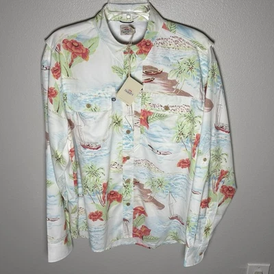 Faherty Shirt Men’s Medium M All Day Air UPF L/S Palm Tree Flora Print $158 - Image 1 of 4