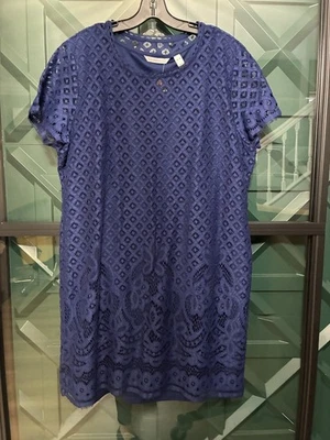 Isaac Mizrahi Live! Темно-синий кружева коротким рукавом женщины Shift платье - размер XL - Изображение 1 из 4