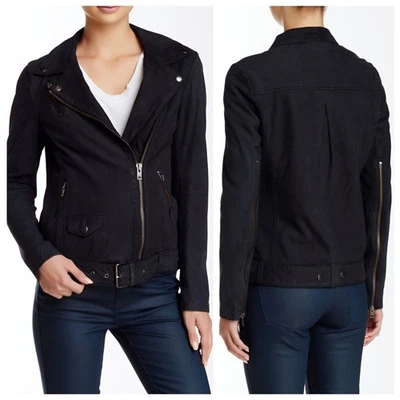 Chaqueta de Moto Muubaa Negra Narayan Blusa Cuero Nubuck Gamuza Talla 4 Foto 1 de 4