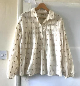 Fatface Ivory Women's Blouse with Diamond Pattern, Pure Cotton Size UK 10 - Picture 1 of 12