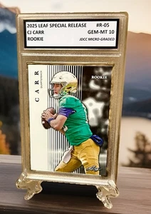 GRADED GEM-MT 10 CJ CARR Notre Dame 2025 LEAF Edizione Speciale ROOKIE #R-05 - Foto 1 di 4