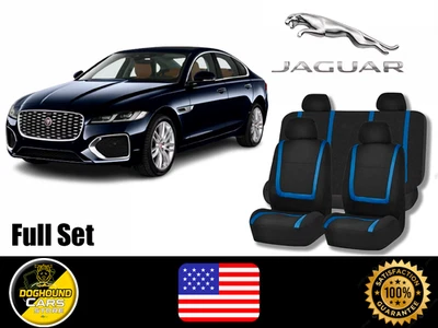 For All Jaguar Blue Lines Seat Covers Full Set High Quality Cushioned Fit - Image 1 of 4
