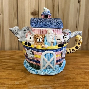 Noah’s Ark Animal Teapot Ceramic Collectible Nautical Farmhouse Jay Imports VTG - Picture 1 of 14