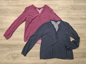 Tommy Hilfiger Viskose Top Bluse Damen groß bunt V-Ausschnitt Langarm (Set) - Bild 1 von 16