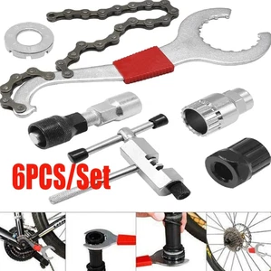 6PCS Bike Repair Tool Kit Bracket Freewheel Puller Crank Chain Cutter Extractor - Bild 1 von 10