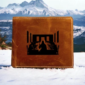 Cartera de Cuero Última Cena Plegable Calidad Premium Búfalo Jesús Biblia Regalo NUEVO - Imagen 1 de 13
