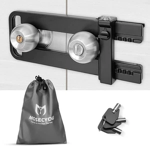 Double Door Locking Device, French Lock Security Barricade, Keyed Black - Bild 1 von 7