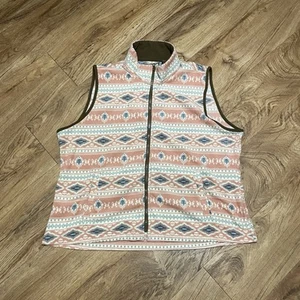 Western Aztec Southwestern Pink Vest Women Size XXL Fleece Full Zip Legacy Falls - Picture 1 of 7