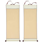  2 Pcs Reel Rice Paper Calligraphy Hanging Wall Decor Japanese Drawing