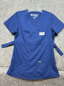 Grey's Anatomy Womens Scrub Top Signaturby Barco Blue Short Sleeves Size 2XS - Picture 1 of 10