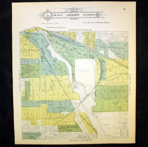 City of Jackson Michigan Part 1911 Plat Map Grand River Water Street Liberty - Picture 1 of 5