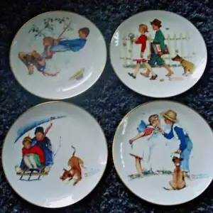 Norman Rockwell Plates 1972 Gorham Four Seasons Series Set of 4  - Picture 1 of 9