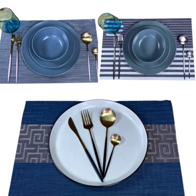 Dining Table Kitchen Placemats Indoor Outdoor Table Mats and Coasters Sets of 12 - Image 1 of 3