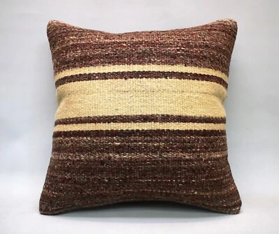 Kilim Square Pillow, 18x18 in, Decorative Throw Cushion, Handmade Vintage Pillow - Image 1 of 4