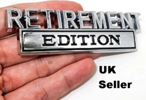 Auto Badge Aufkleber Sticker Emblem 3D Ruhestand Edition Metall Chrom/Schwarz Styling - Bild 1 von 4