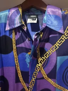 Versace Jeans Couture Long Sleeve Shirt XL Made In Italy BLUE PURPLE (very rare - Picture 1 of 5