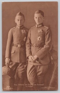 1917 RPPC Prince Wilhelm & Louis Ferdinand Pickelhaube Studio Portraits - Picture 1 of 3