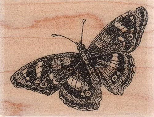 Elegante sello de madera de goma roja mariposa Hampton Art 2" x 2,5" naturaleza Foto 1 de 1