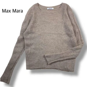 Max Mara White Tag Cashmere Silk Long Sleeve Knit Sweater Beige M - Picture 1 of 12