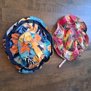 Lot of 2 Gymboree Tropical Bloom Floral Hat Girls Size 12-24 plaid 0-12 months - Picture 1 of 3