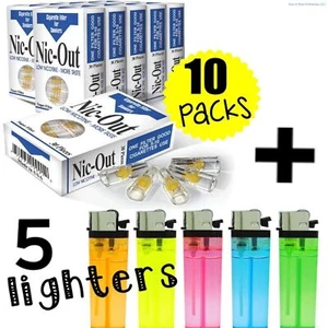 10 Packs NIC-OUT Cigarette (300 Disposable Filters) + 5 FREE LIGHTERS ~ COMBO - Picture 1 of 14