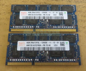 Hynix 2 x 4GB 2Rx8 EP3L-12800E DDR3 204-Pin ECC SODIMM Memory HMT351A7CFR8A-PB - Picture 1 of 1