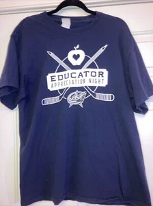 Size large navy T-shirt education appreciate night Columbus blue jackets - Picture 1 of 4